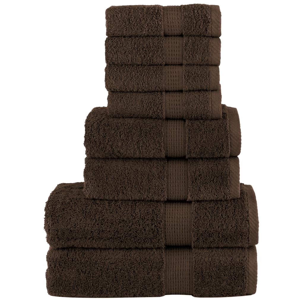 vidaXL 8 Piece Premium Towel Set SOLUND Brown 600 gsm