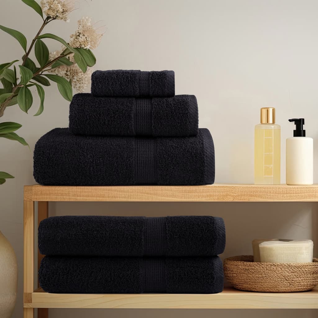 vidaXL 12 Piece Premium Towel Set SOLUND Black 600 gsm