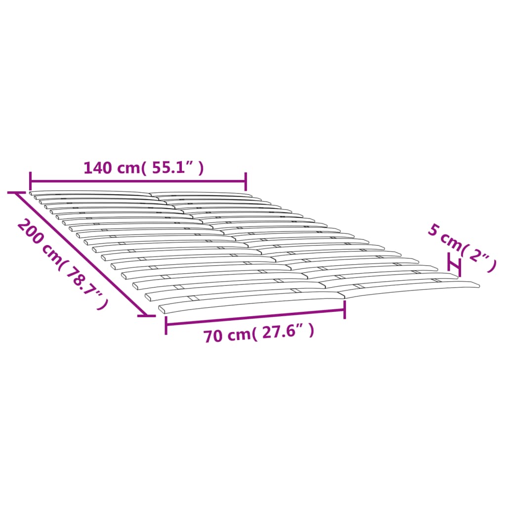 vidaXL Bed Slats Replacements with 34 Slats 2 pcs 70x200 cm