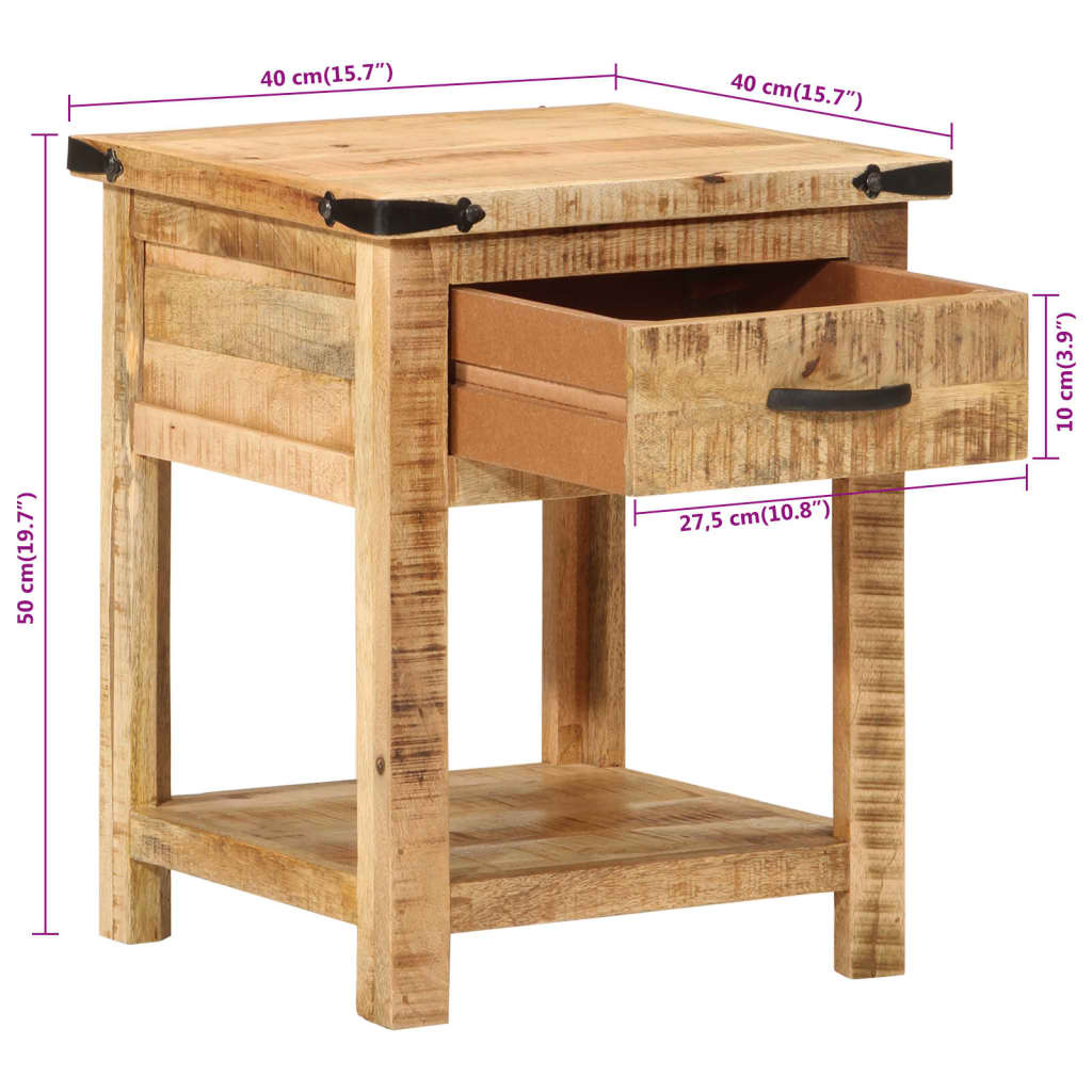 vidaXL Bedside Cabinet 40x40x50 cm Solid Wood Mango