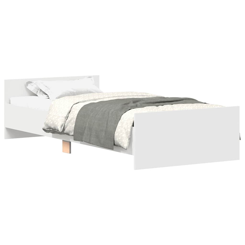 vidaXL Bed Frame without Mattress White 100x200 cm Engineered Wood