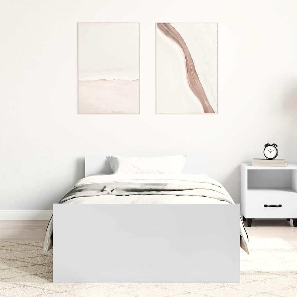 vidaXL Bed Frame without Mattress White 100x200 cm Engineered Wood