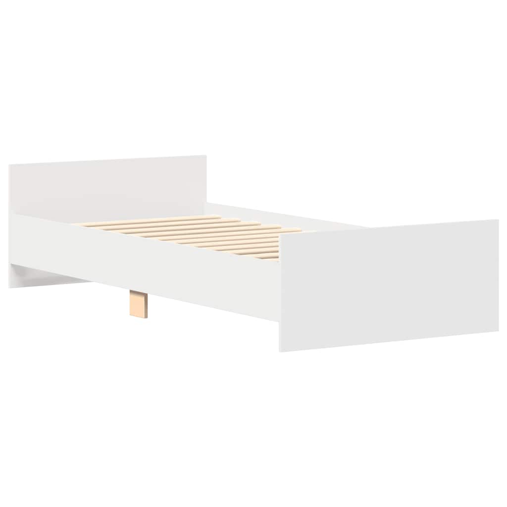 vidaXL Bed Frame without Mattress White 100x200 cm Engineered Wood