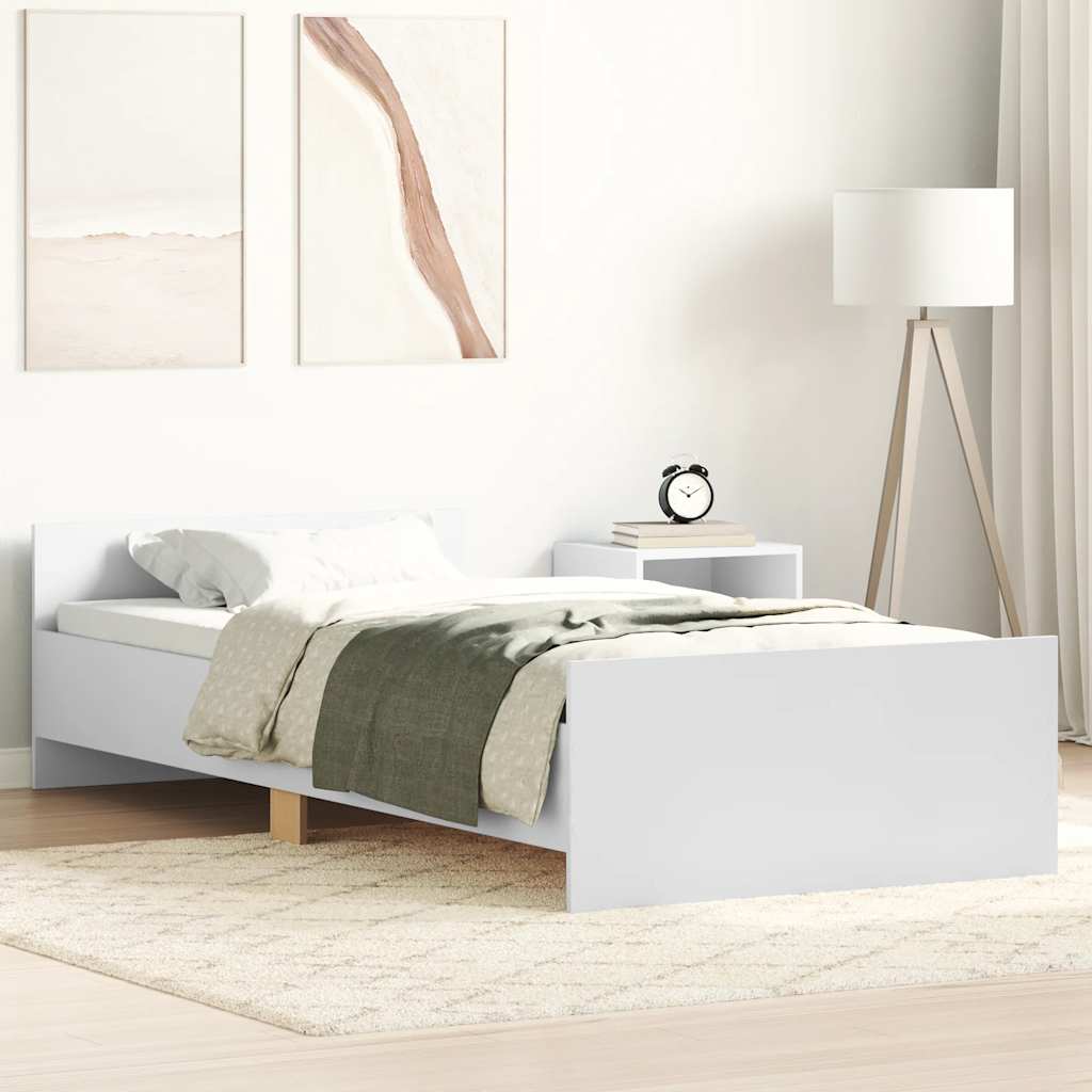 vidaXL Bed Frame without Mattress White 100x200 cm Engineered Wood