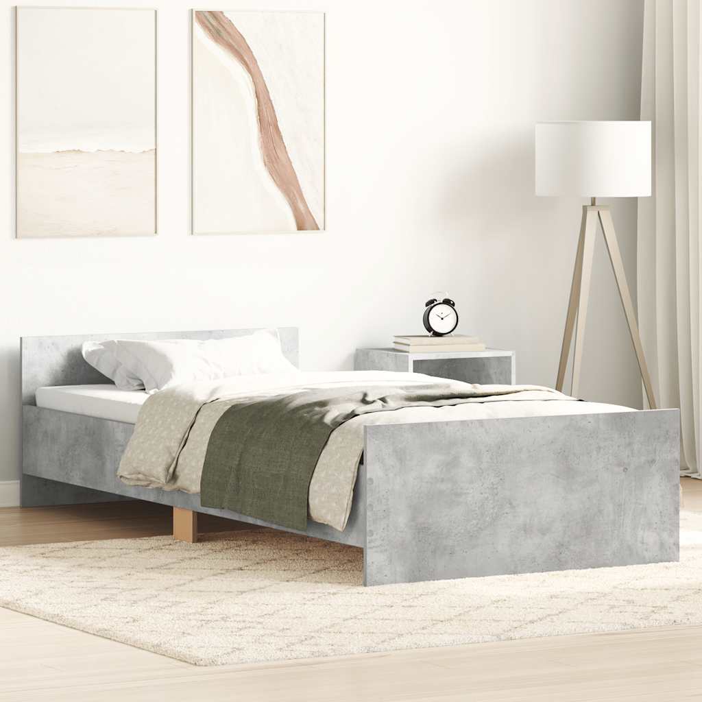 vidaXL Bed Frame without Mattress Concrete Grey 100x200 cm