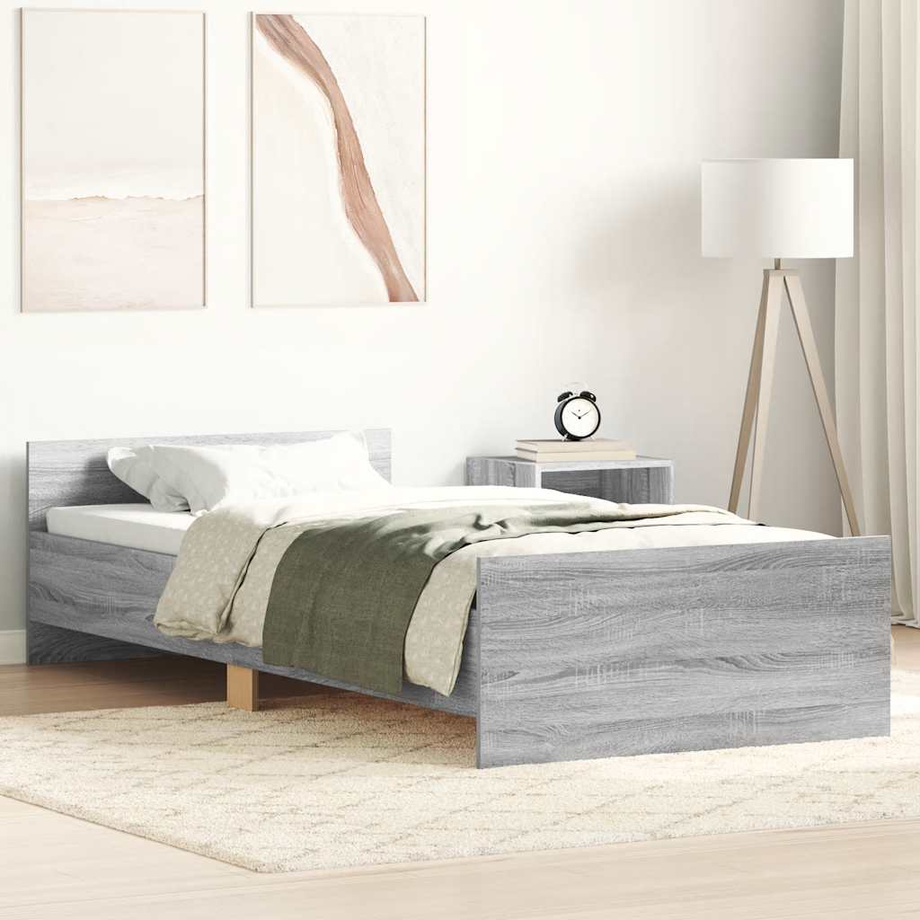 vidaXL Bed Frame without Mattress Grey Sonoma 100x200 cm Engineered Wood