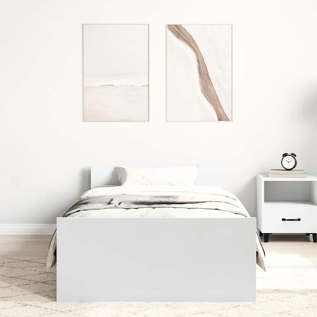 vidaXL Bed Frame without Mattress White 90x190 cm Engineered Wood