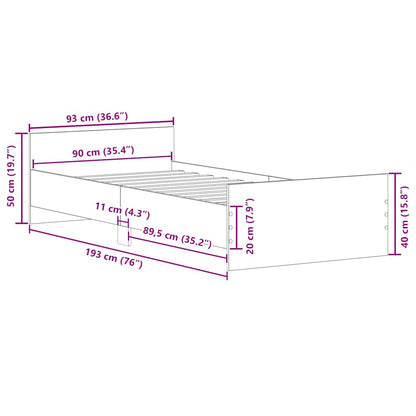 vidaXL Bed Frame without Mattress White 90x190 cm Engineered Wood