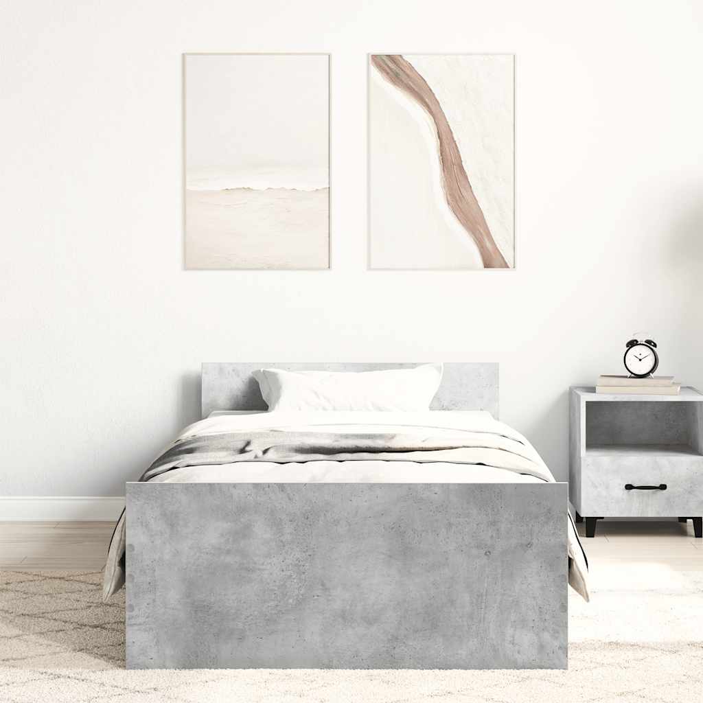 vidaXL Bed Frame without Mattress Concrete Grey 90x190 cm