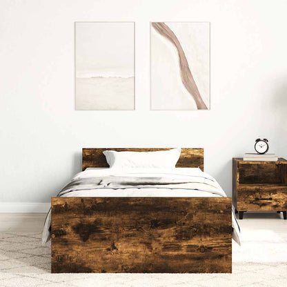vidaXL Bed Frame without Mattress Smoked Oak 90x190 cm Engineered Wood