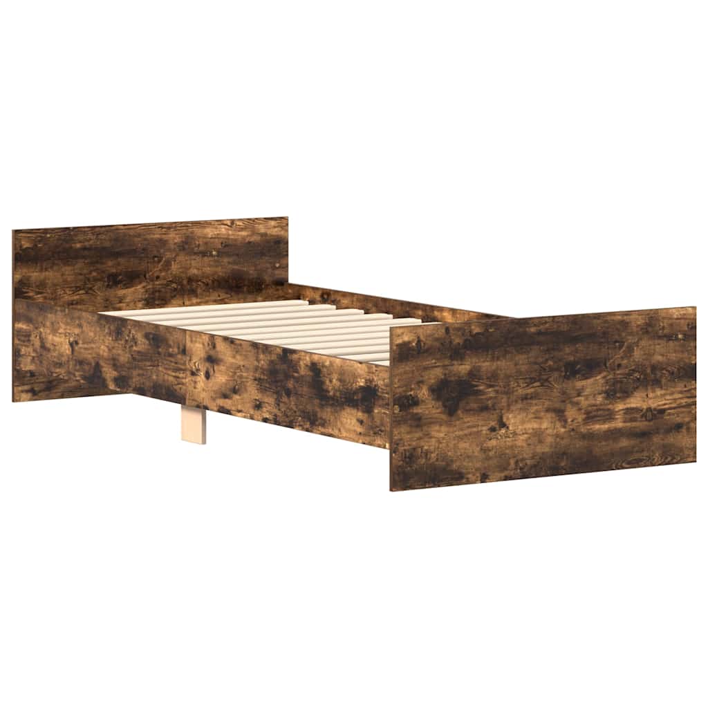 vidaXL Bed Frame without Mattress Smoked Oak 90x190 cm Engineered Wood