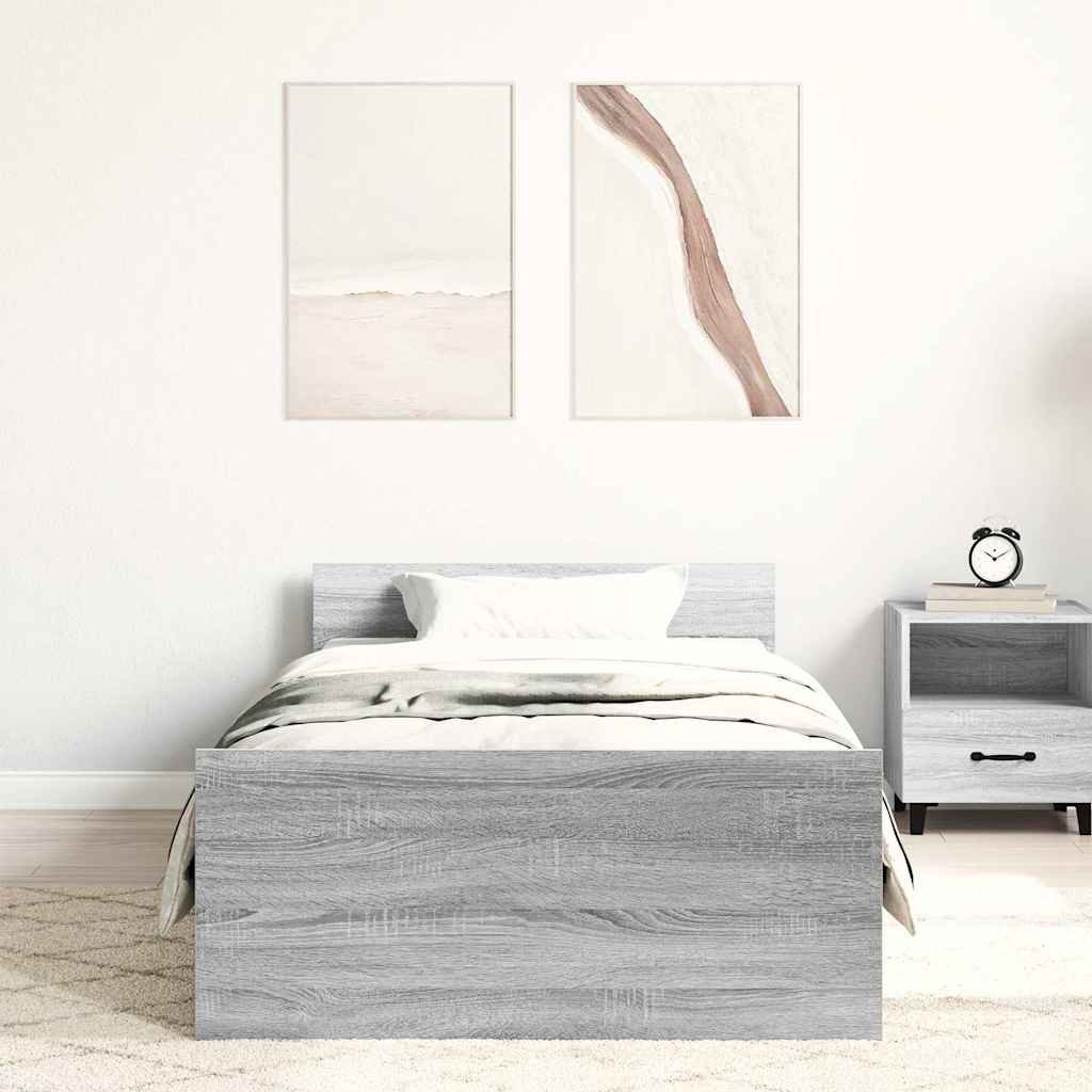 vidaXL Bed Frame without Mattress Grey Sonoma 90x190 cm Engineered Wood