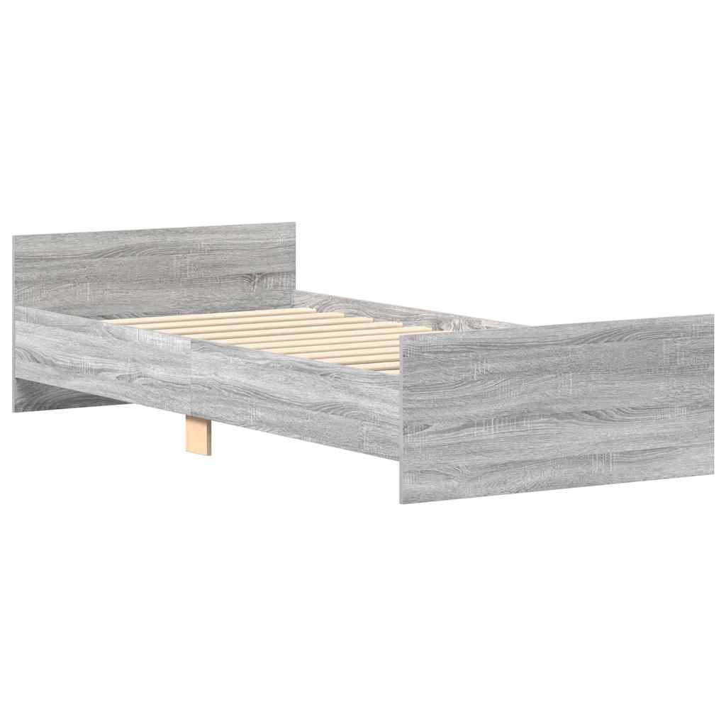 vidaXL Bed Frame without Mattress Grey Sonoma 90x190 cm Engineered Wood
