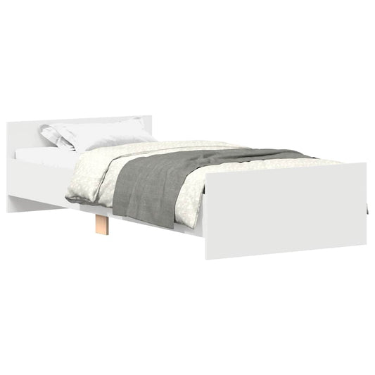 vidaXL Bed Frame without Mattress White 75x190 cm Engineered Wood