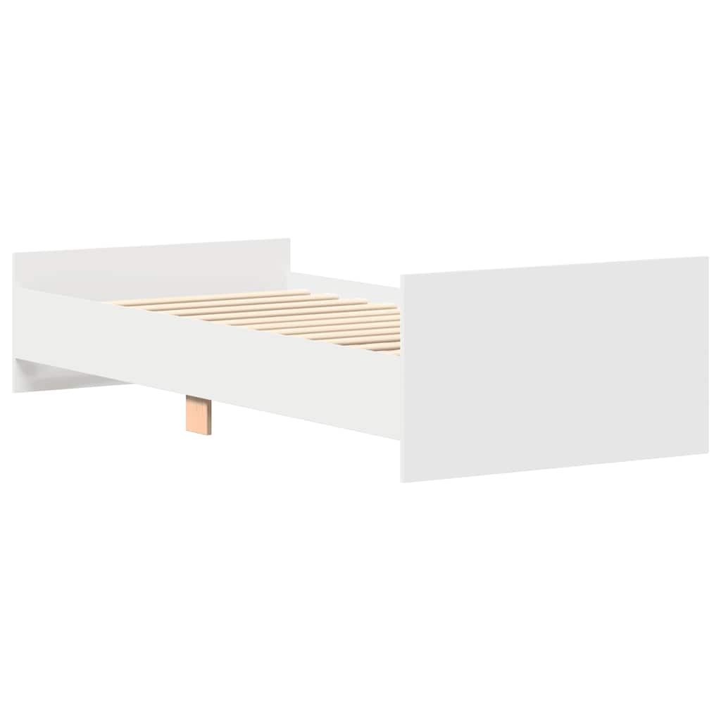 vidaXL Bed Frame without Mattress White 75x190 cm Engineered Wood