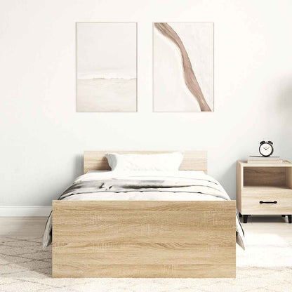 vidaXL Bed Frame without Mattress Sonoma Oak 75x190 cm Engineered Wood