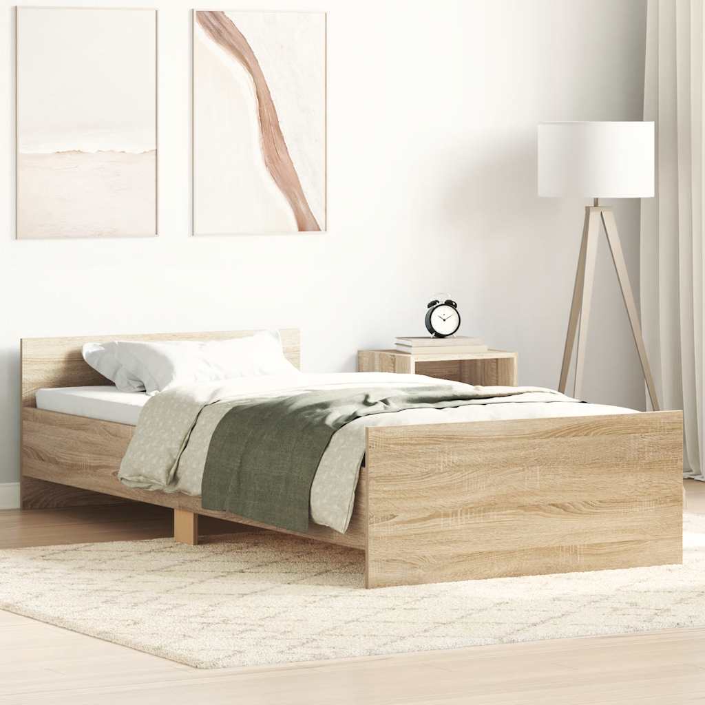 vidaXL Bed Frame without Mattress Sonoma Oak 75x190 cm Engineered Wood