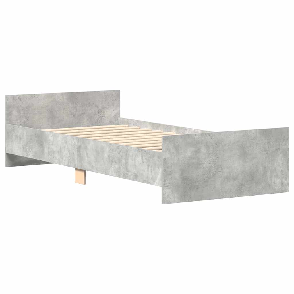 vidaXL Bed Frame without Mattress Concrete Grey 75x190 cm Small Single