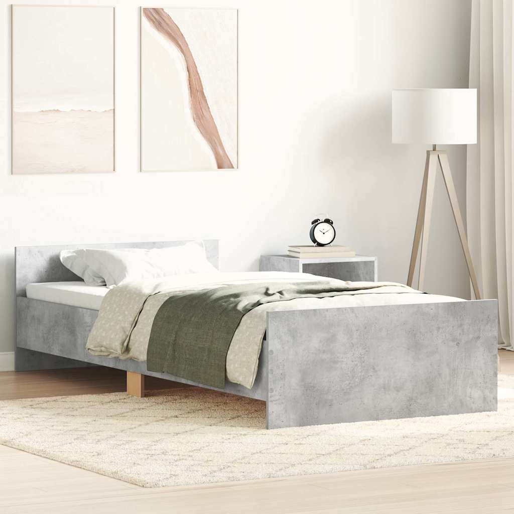 vidaXL Bed Frame without Mattress Concrete Grey 75x190 cm