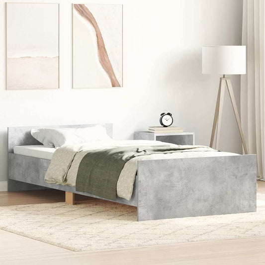 vidaXL Bed Frame without Mattress Concrete Grey 75x190 cm