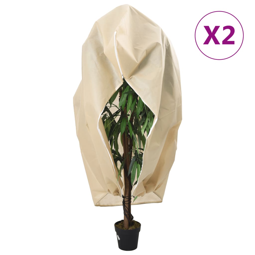 vidaXL Plant Fleece Covers with Zip 2 pcs 70 g/m² 1.2x1.8 m