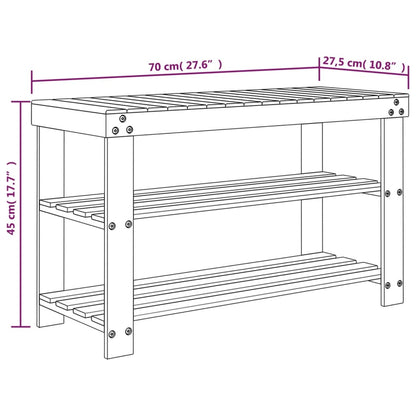 vidaXL Shoe Rack 3-Tier 70x27.5x45 cm Bamboo