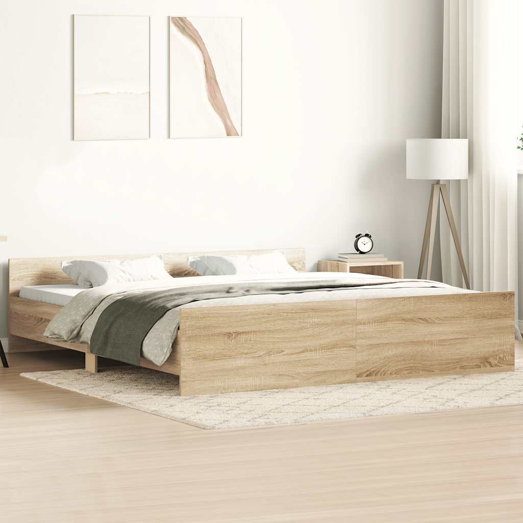 vidaXL Bed Frame without Mattress Sonoma Oak 200x200 cm