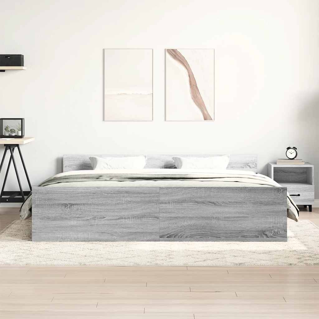 vidaXL Bed Frame without Mattress Grey Sonoma 200x200 cm