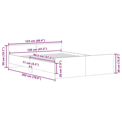 vidaXL Bed Frame without Mattress Concrete Grey 120x200 cm