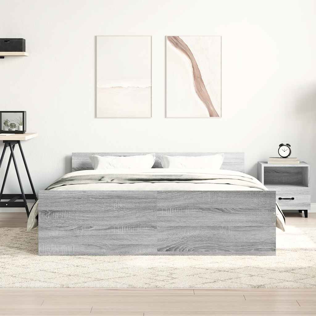 vidaXL Bed Frame without Mattress Grey Sonoma 120x200 cm