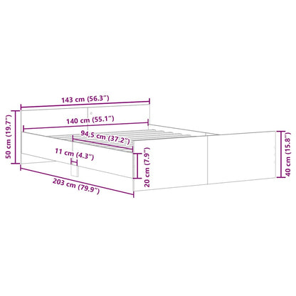 vidaXL Bed Frame without Mattress Sonoma Oak 140x200 cm