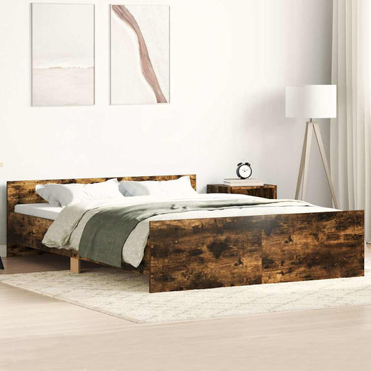 vidaXL Bed Frame without Mattress Smoked Oak 140x200 cm