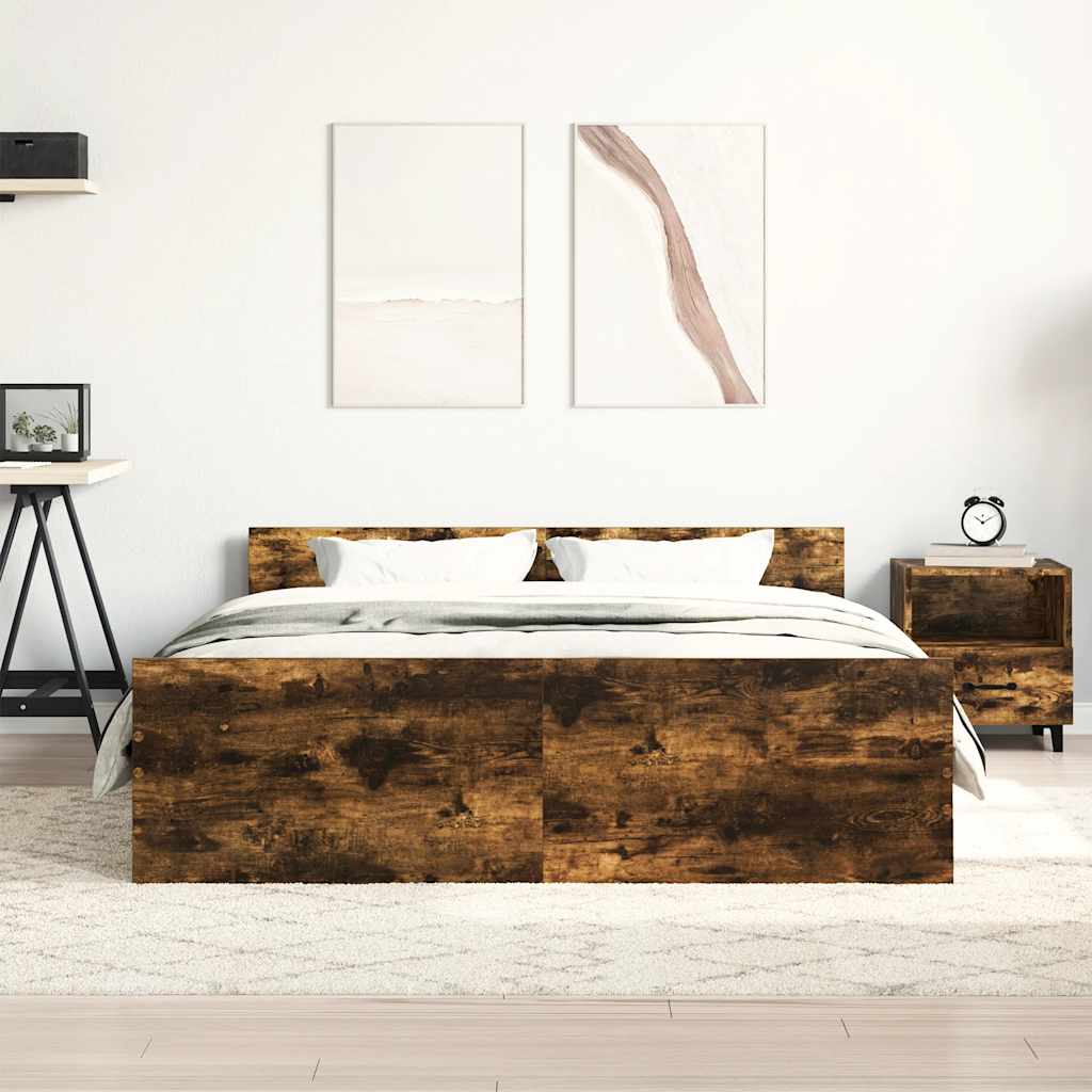vidaXL Bed Frame without Mattress Smoked Oak 150x200 cm