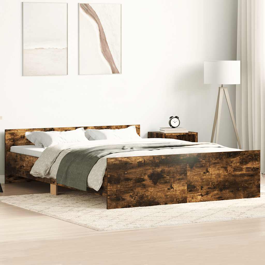 vidaXL Bed Frame without Mattress Smoked Oak 150x200 cm King Size