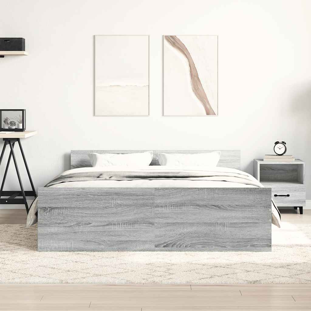vidaXL Bed Frame without Mattress Grey Sonoma 150x200 cm