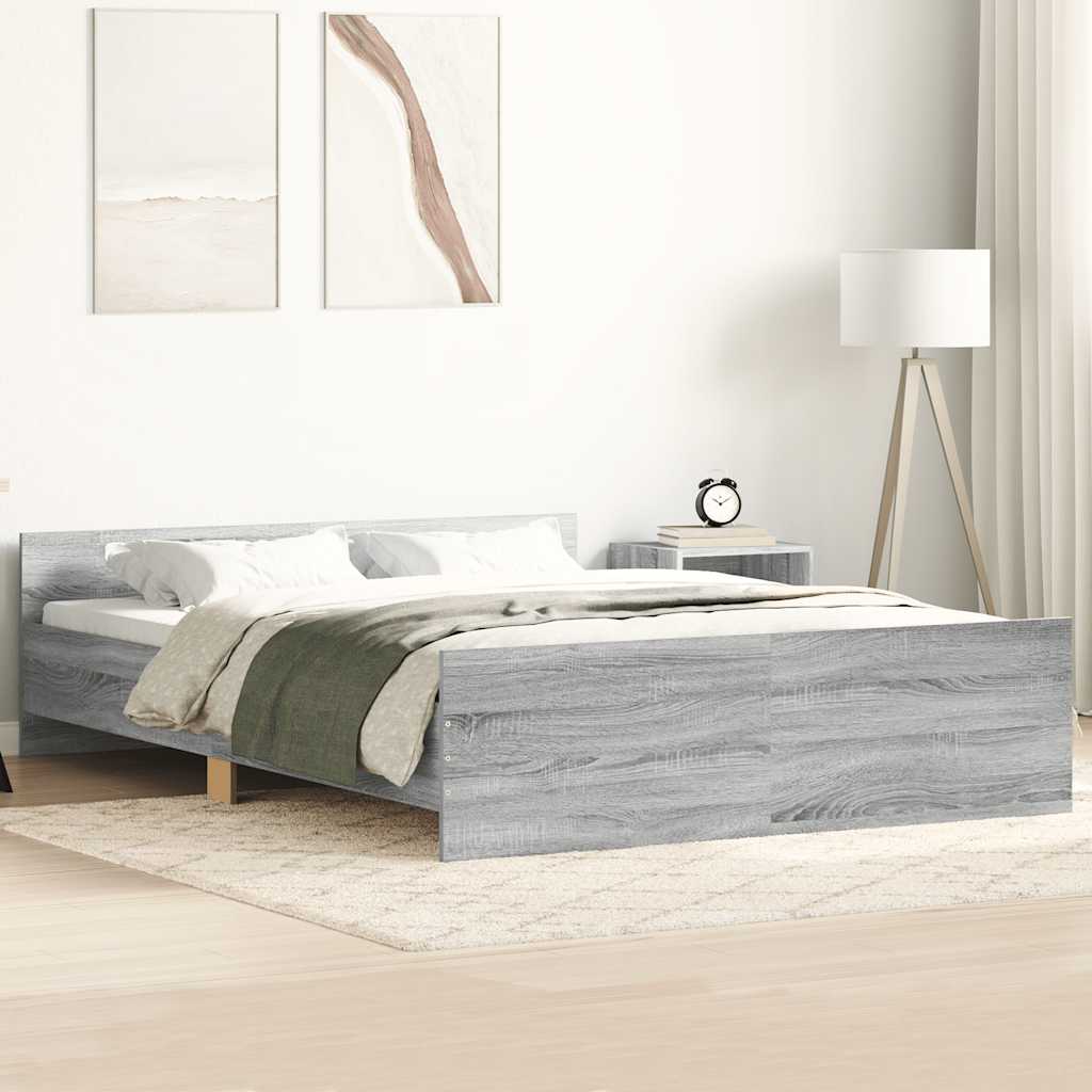 vidaXL Bed Frame without Mattress Grey Sonoma 150x200 cm