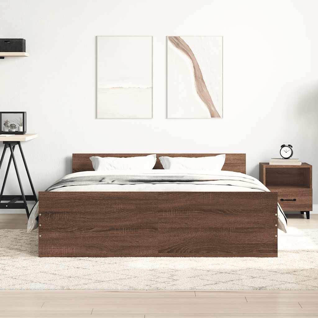 vidaXL Bed Frame without Mattress Brown Oak 150x200 cm