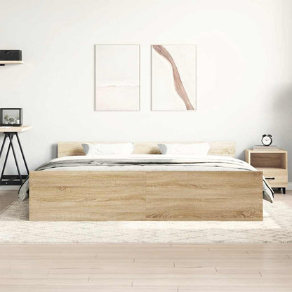 vidaXL Bed Frame without Mattress Sonoma Oak 180x200 cm Super King