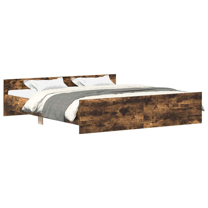 vidaXL Bed Frame without Mattress Smoked Oak 180x200 cm Super King