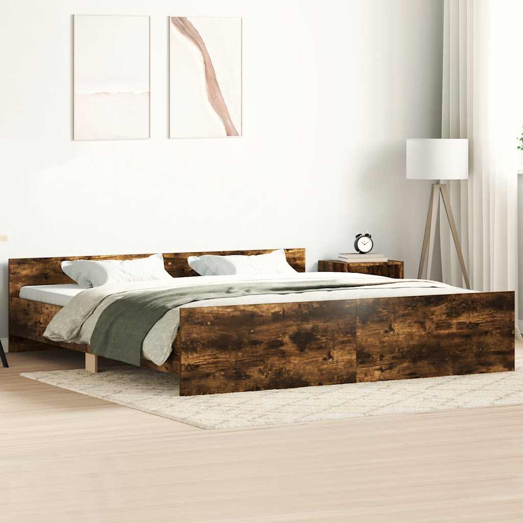 vidaXL Bed Frame without Mattress Smoked Oak 180x200 cm Super King