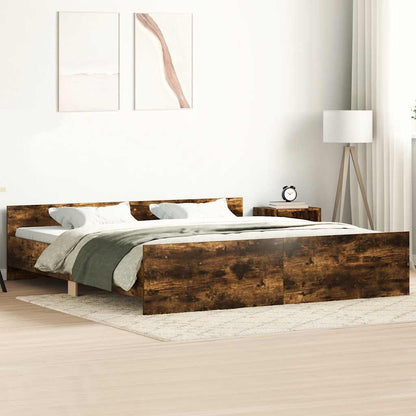vidaXL Bed Frame without Mattress Smoked Oak 180x200 cm Super King