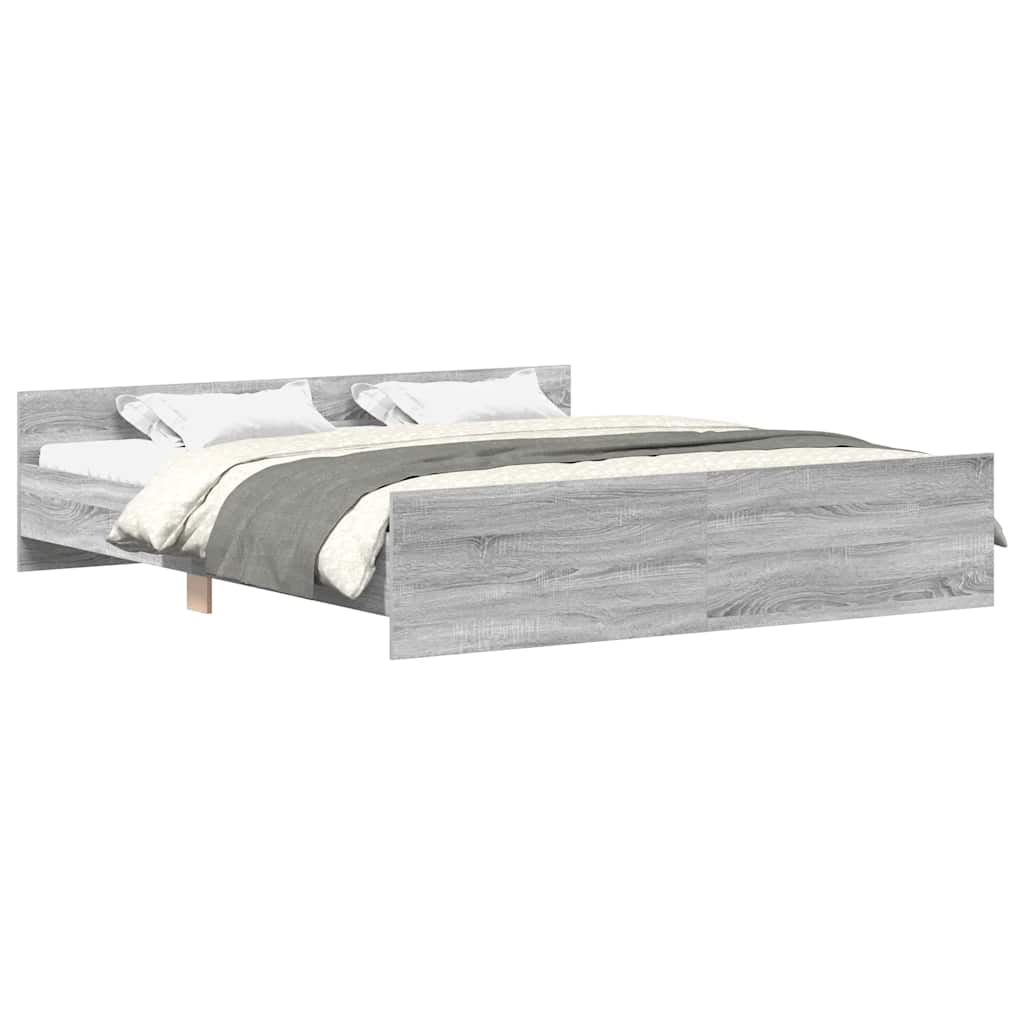 vidaXL Bed Frame without Mattress Grey Sonoma 180x200 cm Super King