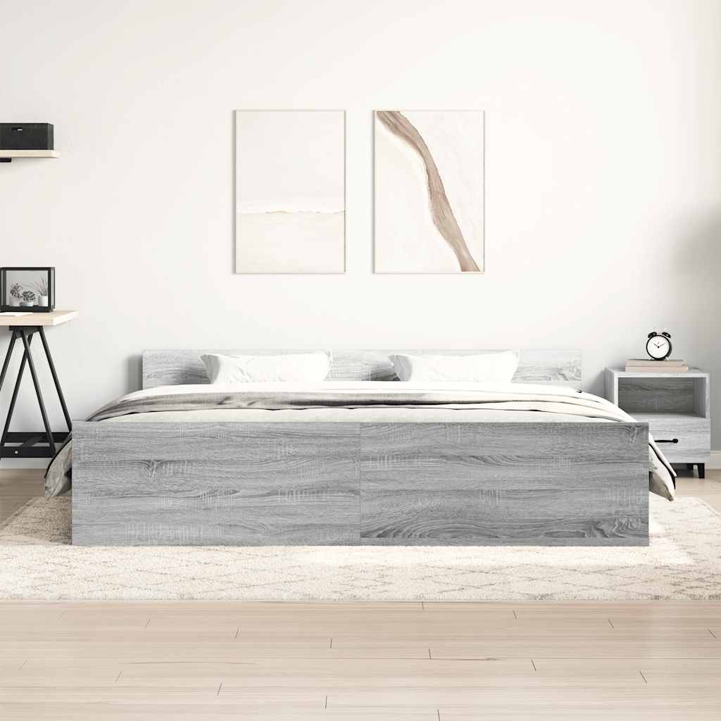 vidaXL Bed Frame without Mattress Grey Sonoma 180x200 cm Super King