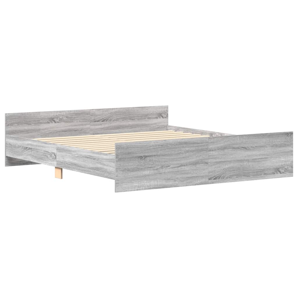 vidaXL Bed Frame without Mattress Grey Sonoma 180x200 cm Super King
