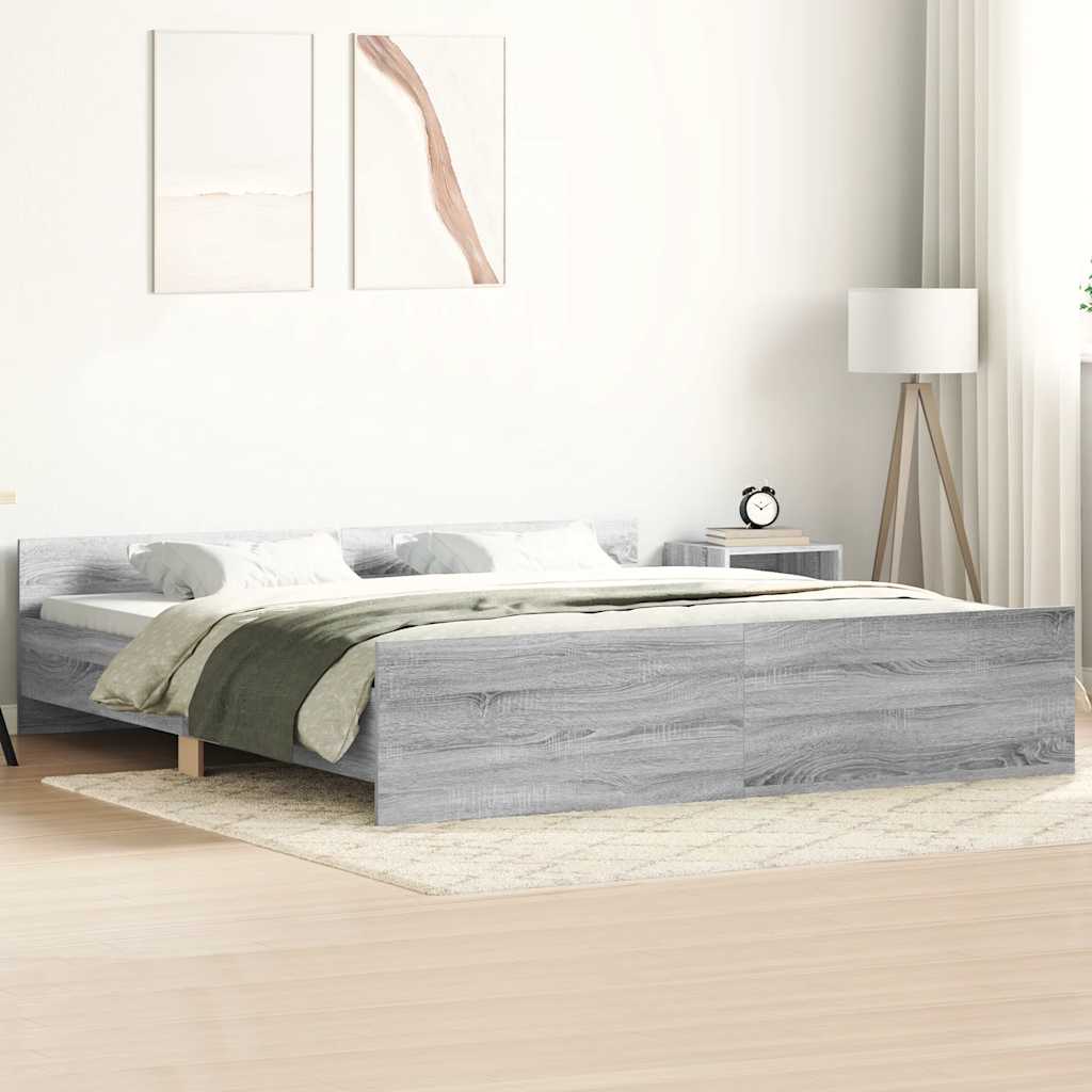 vidaXL Bed Frame without Mattress Grey Sonoma 180x200 cm Super King