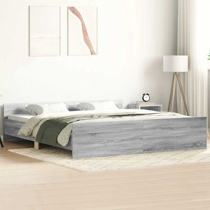 vidaXL Bed Frame without Mattress Grey Sonoma 180x200 cm Super King