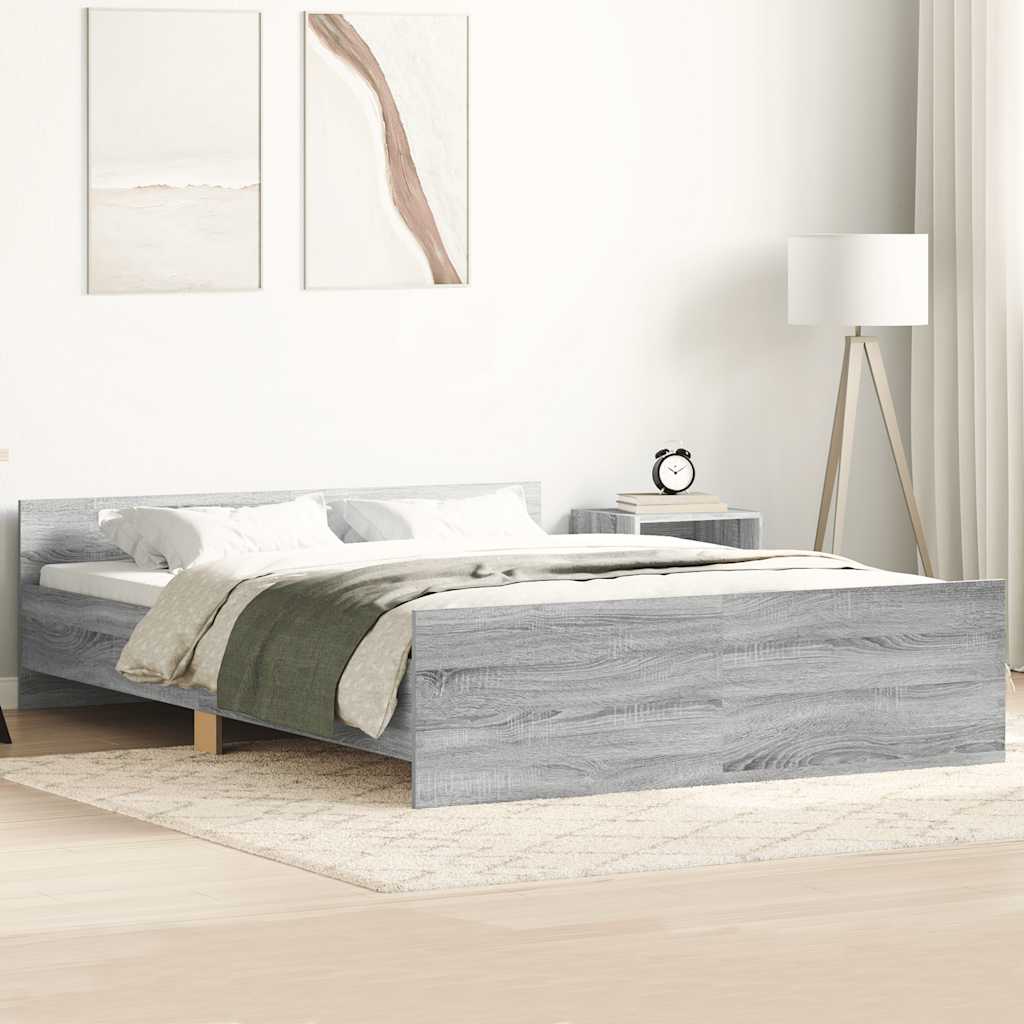 vidaXL Bed Frame without Mattress Grey Sonoma 120x190 cm Small Double