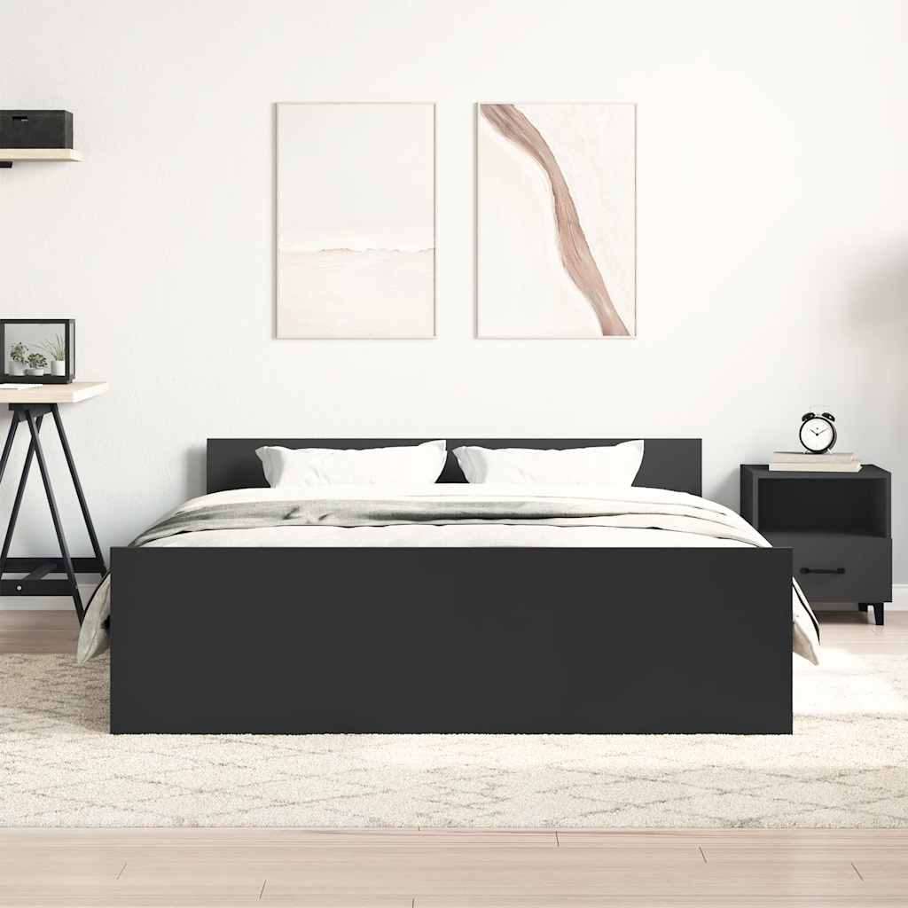 vidaXL Bed Frame without Mattress Black 140x190 cm
