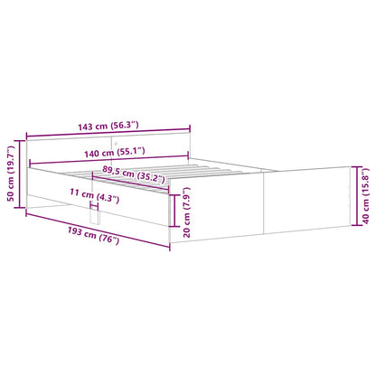 vidaXL Bed Frame without Mattress Sonoma Oak 140x190 cm