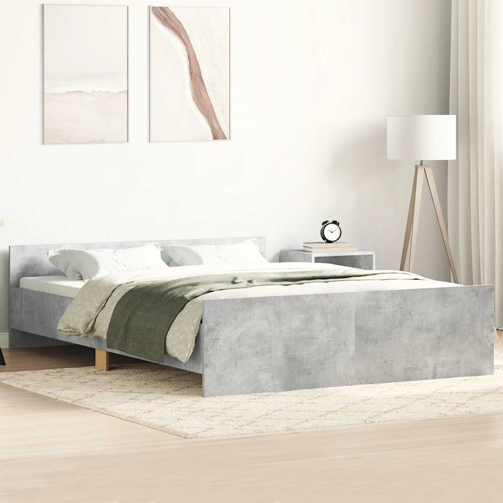 vidaXL Bed Frame without Mattress Concrete Grey 140x190 cm